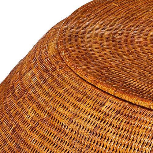KOUBOO La Jolla Round Rattan Storage Coffee Table, Honey-Brown - Image 5
