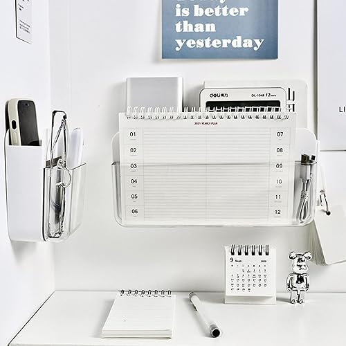 Miniatura 2 de Fdit Estante de almacenamiento de pared, soporte de pared transparente para control remoto, carga de teléfono móvil, papelería, almacenamiento de