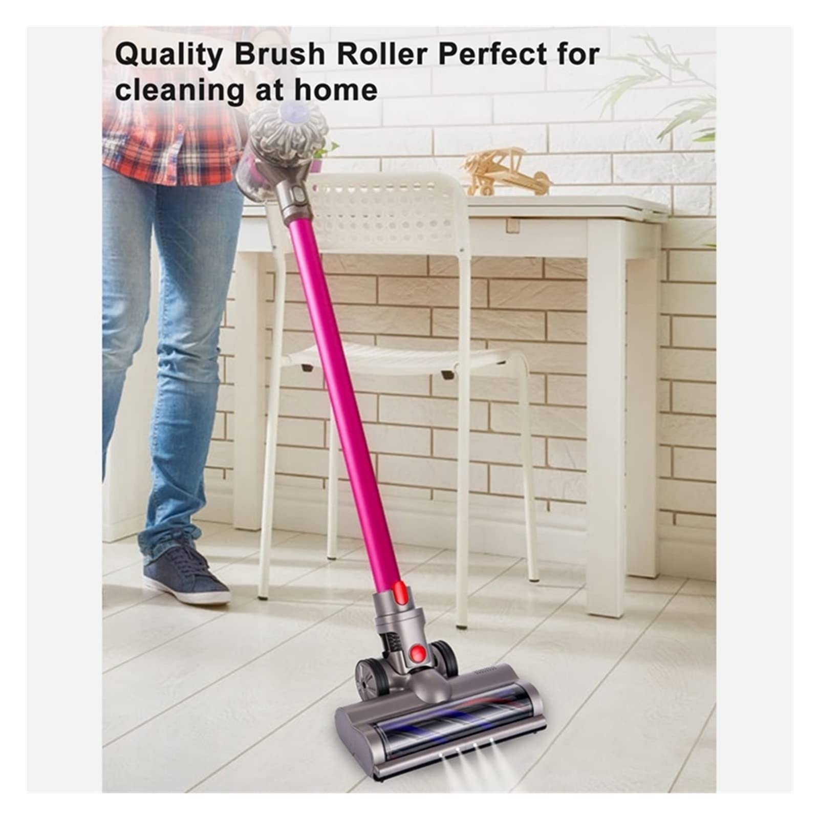 Cepillo motorizado eléctrico Turbo Compatible con Dyson V7 V8 V10 V11 V15 Cabezal Limpiador de cepillos(Bleu)