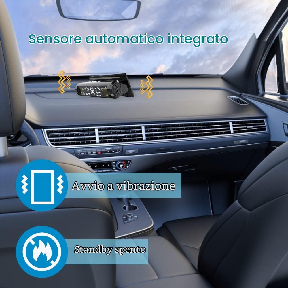 Sistemi di monitoraggio del sensore di Pressione dei Pneumatici con Display LCD TPMS Rilevatore di Pressione in Tempo Reale Universale per Auto con valvola Esterna