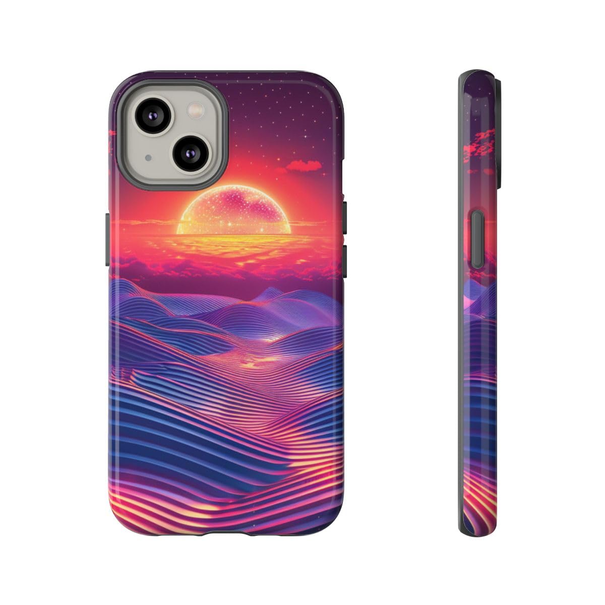 Coque iPhone 14 Vivid Sunset Waves - Le style bleu azur pour l'été - 5