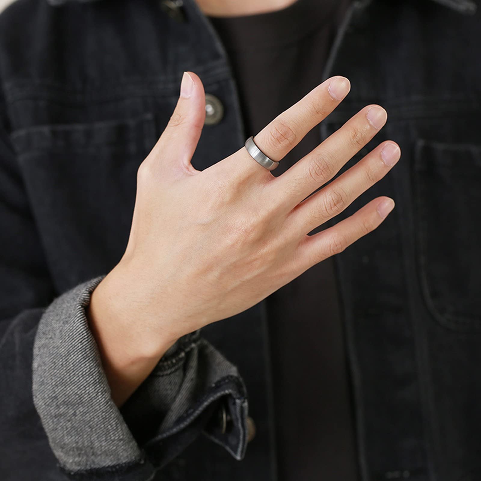 Coppia di anelli di nozze, anelli di tungsteno da donna nero spazzolato anello 8 mm regalo di fidanzamento per coppia