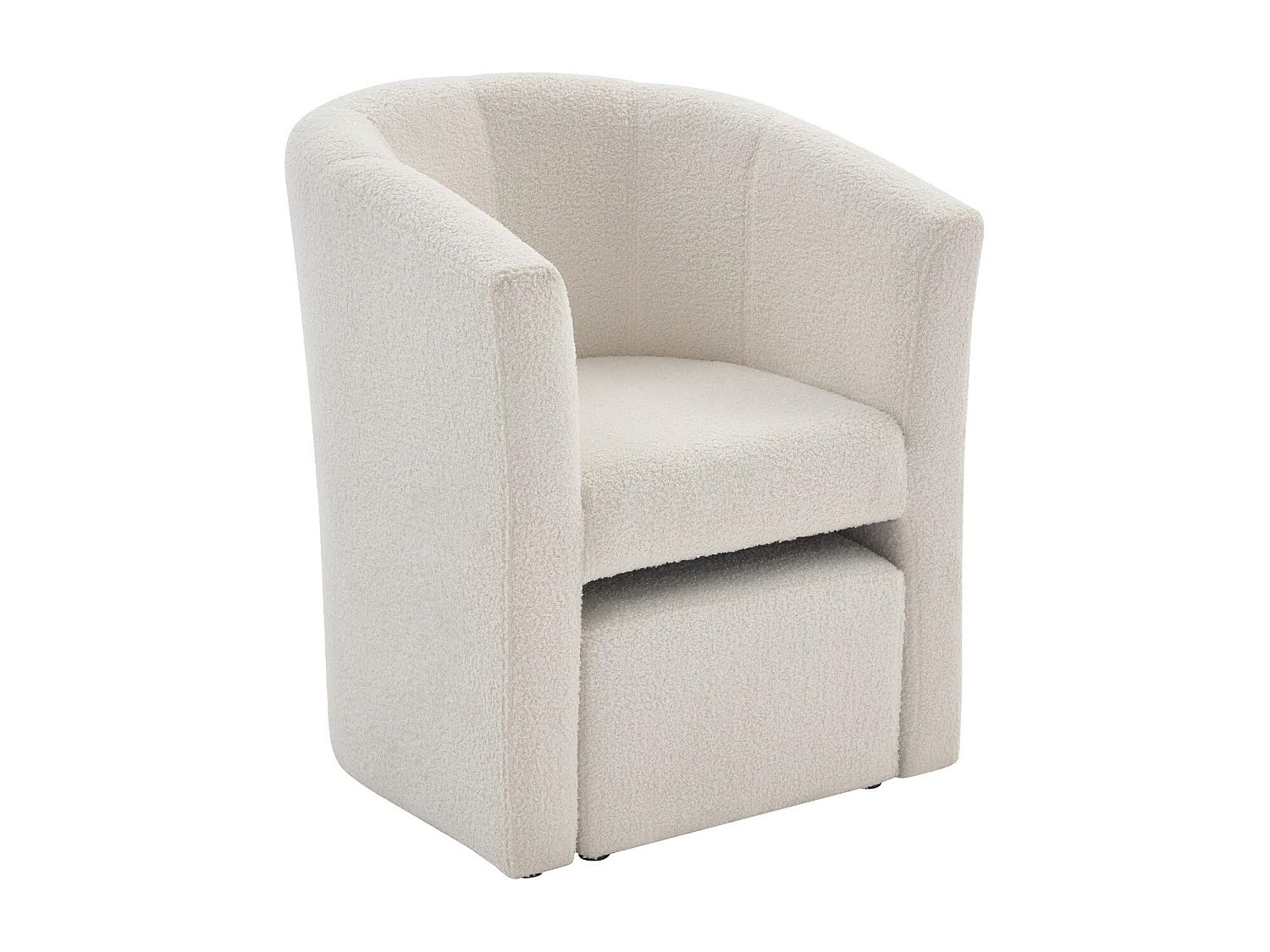 Vente-unique - Fauteuil Cabriolet et Pouf en Tissu Bouclette Blanc Jovana