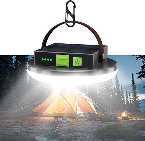 Linterna solar USB para campamento, luces recargables ultra brillantes, 4500 lm, 4 modos de luz, luz colgante de emergencia para huracán, cortes de