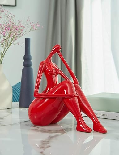 Miniatura 2 de HAUCOZE Estatua decorativa de escultura de mujer, estatua de arte moderno, poliresina, 11 pulgadas