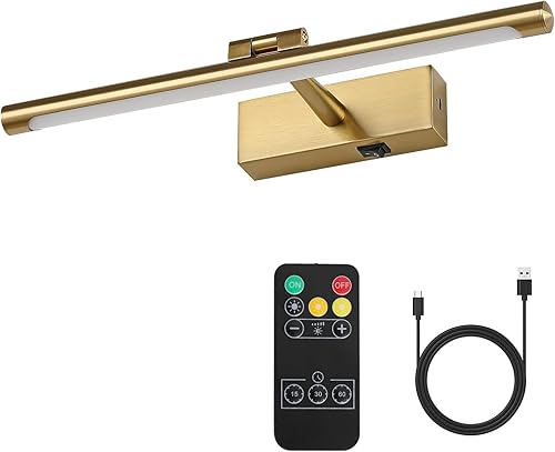 Moderna luz LED regulable de 15.75 pulgadas, pantalla de luz de imagen de latón puede girar hacia arriba o hacia abajo 270 grados, 3 colores de