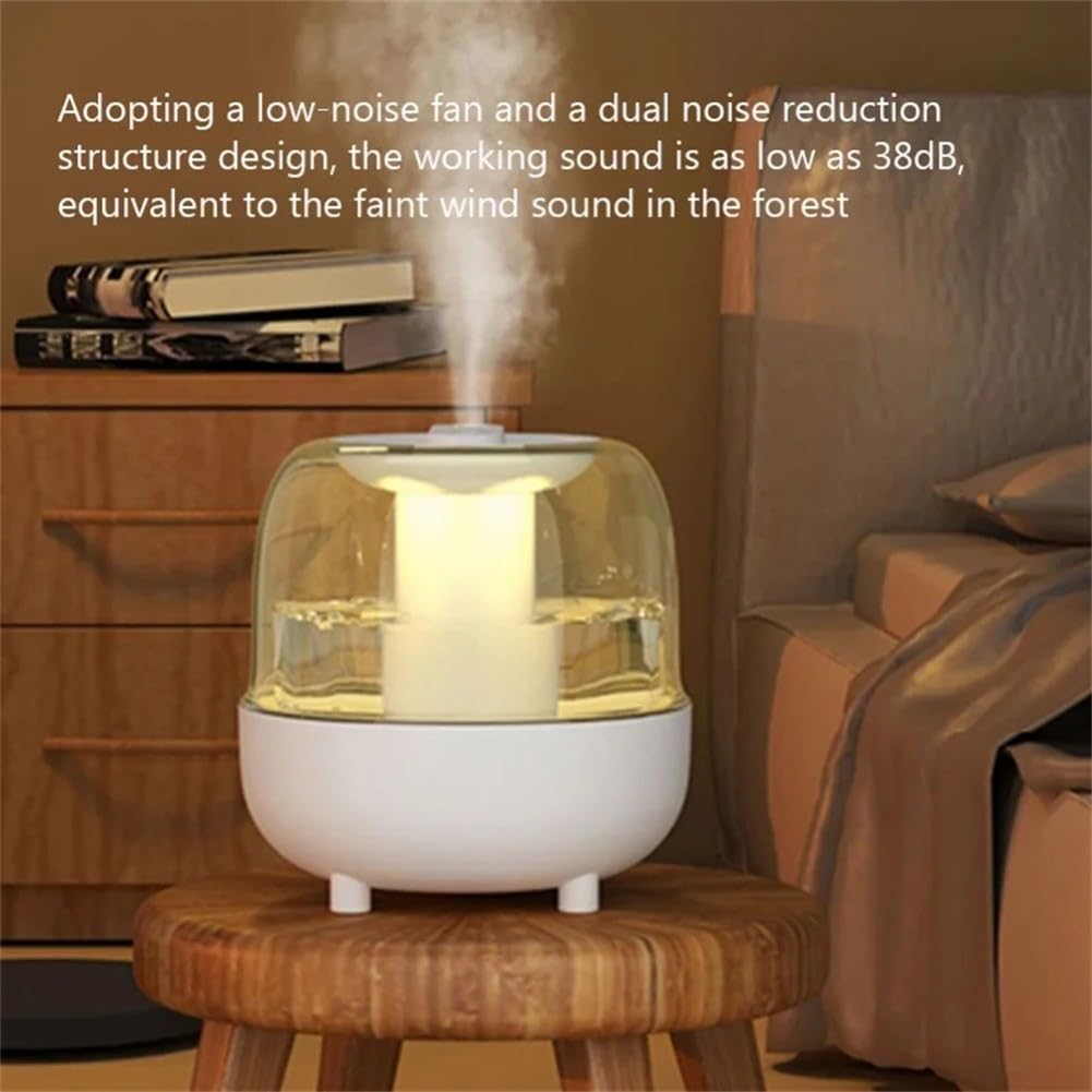 Umidificatore a nebbia fredda da 4 l, ultra silenzioso, per camera da letto, grande stanza, con display digitale, riempimento superiore, diffusore di oli essenziali, 19,5 x 18 cm (4 l, bianco)