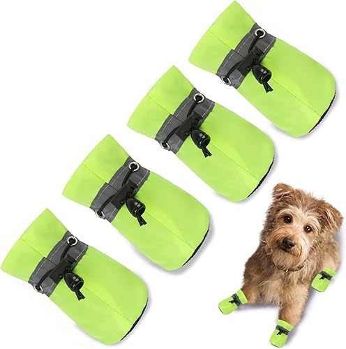 Miniatura 6 de Zapatos para perro, botas y protector de patas, suela antideslizante, botines de invierno para perros con correas reflectantes, botas de nieve para