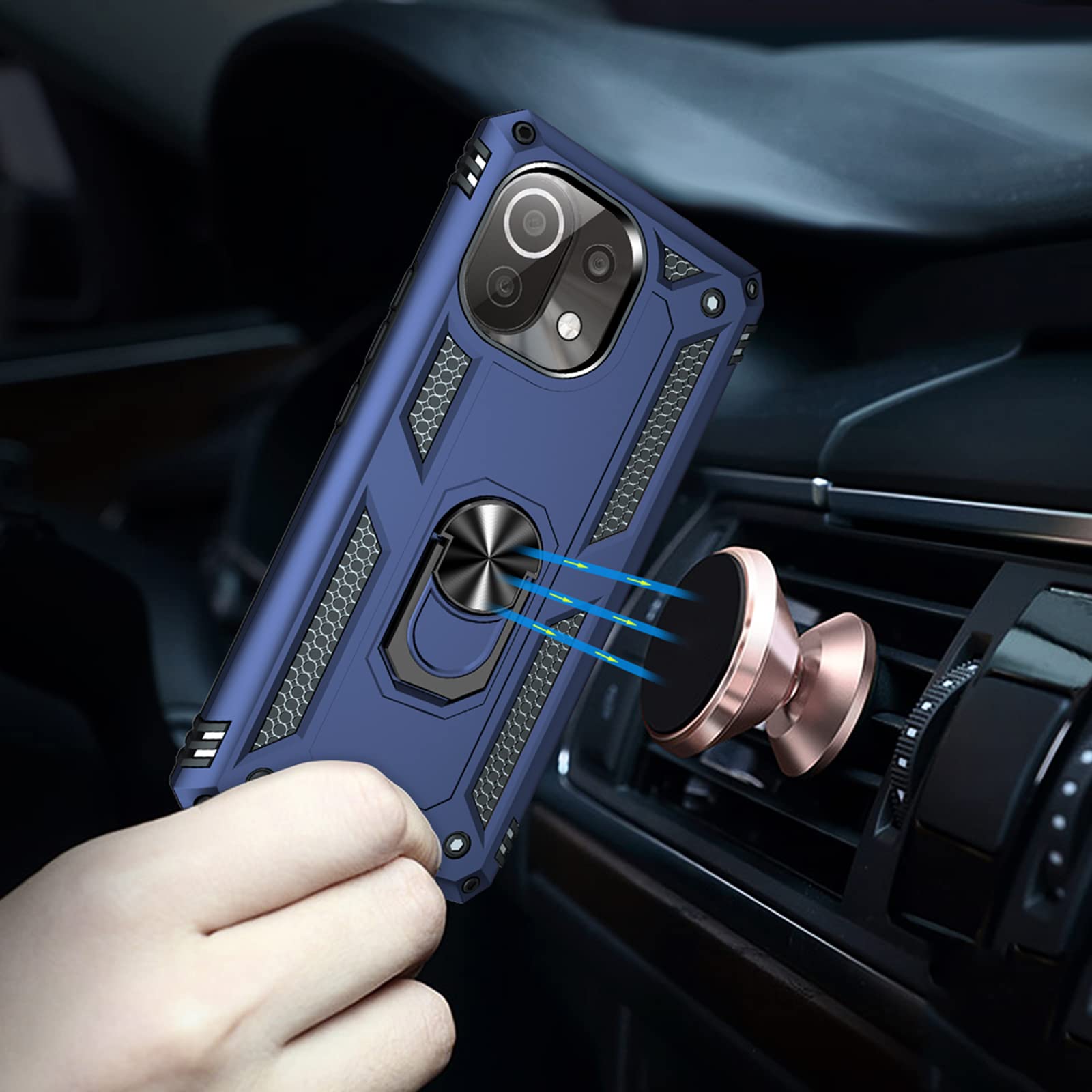 Asuwish Leder-Handyhülle Mit Kartenfach Für Xiaomi Mi 11 Lite/5G/5G NE – Inkl. Ständer, Schutzfolie & Kette
