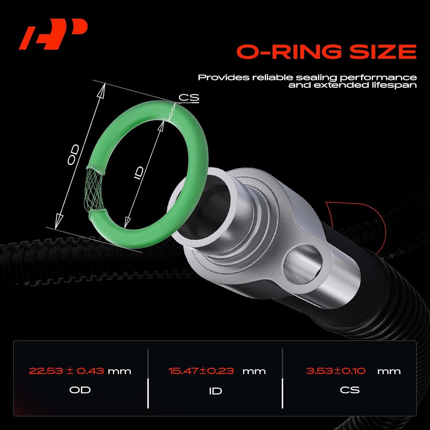 A-Premium Universal AC System Repair Kit, Exact ID (15.47±0.23mm) Exact CS (3.53±0.10mm), HNBR, 100Pcs