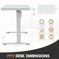 Vista 3 de Glass Standing Desk with Drawer, Electric Height Adjustable Home Office Desk with USB Ports,Sit Stand Up Desk with Tempered Glass Top, Memory