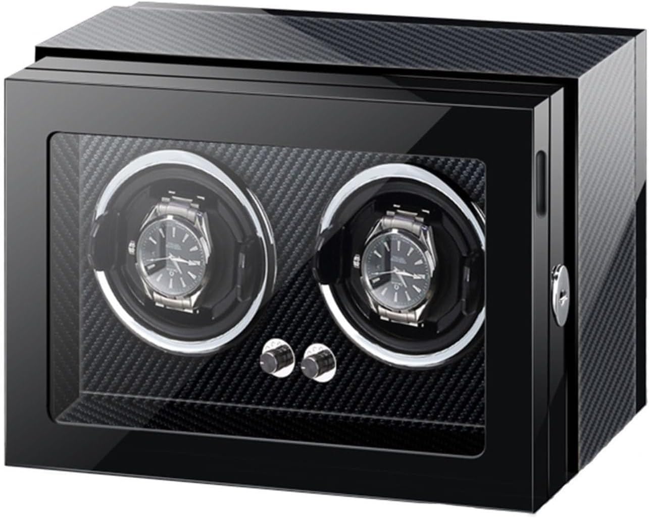 Zegarek nawijacz do zegarków 1/2 automatyczny ze światłem LED regulowane poduszki ciche silniki farba fortepianowa pudełko ekspozycyjne (2+0)