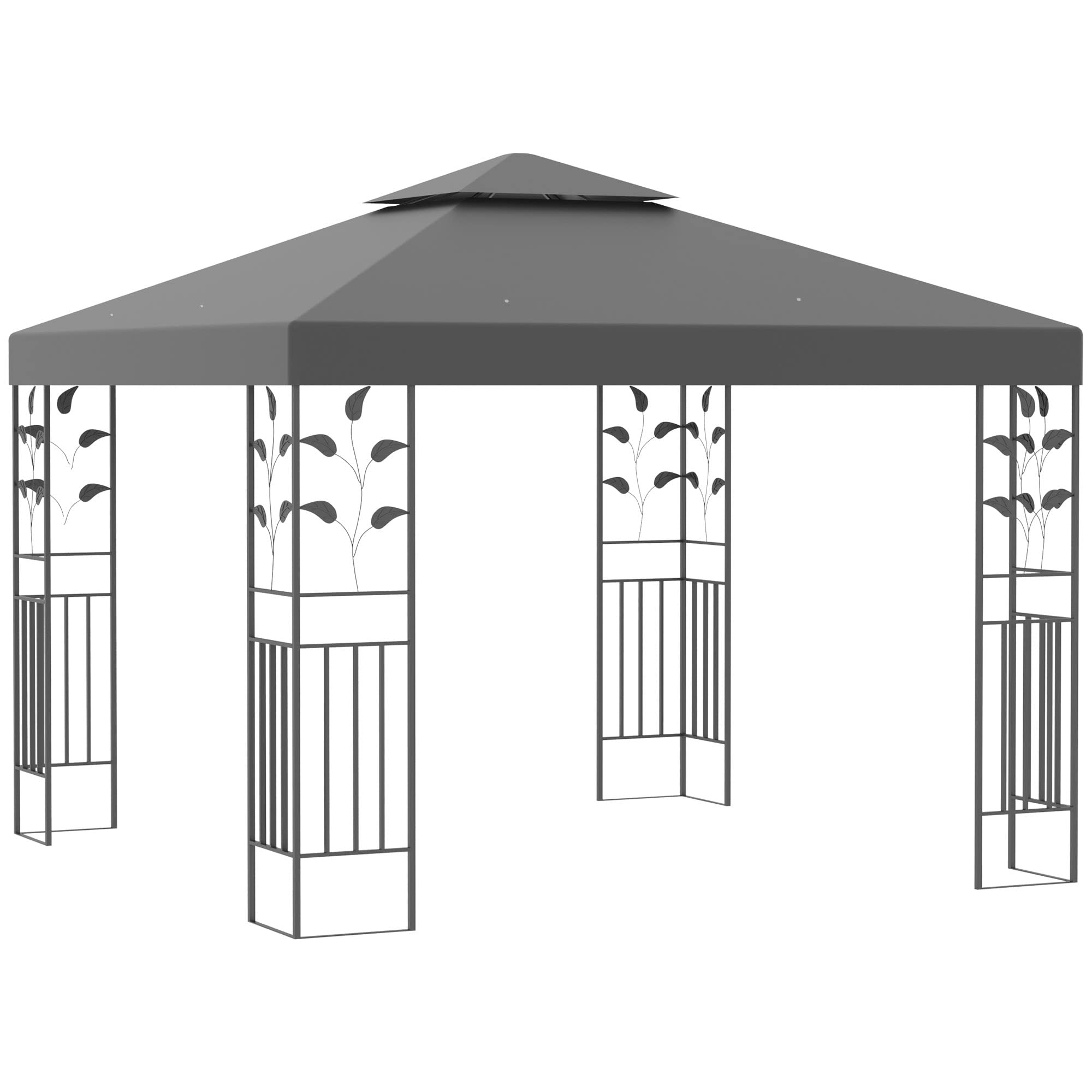 Buy Outsunny3 x 3m Outdoor Steel Gazebo with 2 Tier Roof, Garden Gazebo