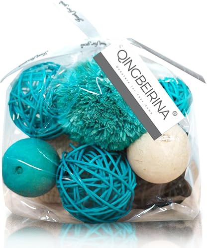 Qingbei Rina Bolas decorativas para cuencos, relleno de jarrón surtido para centros de mesa, bolas de mimbre de ratán decorativas, esferas tejidas,