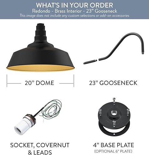 Miniatura 8 de Steel Lighting Co. Lámpara Grande de Granero para Exteriores  Luminaria con Cuello de Cisne  Fabricada en Estados Unidos con Acero Calibre 18