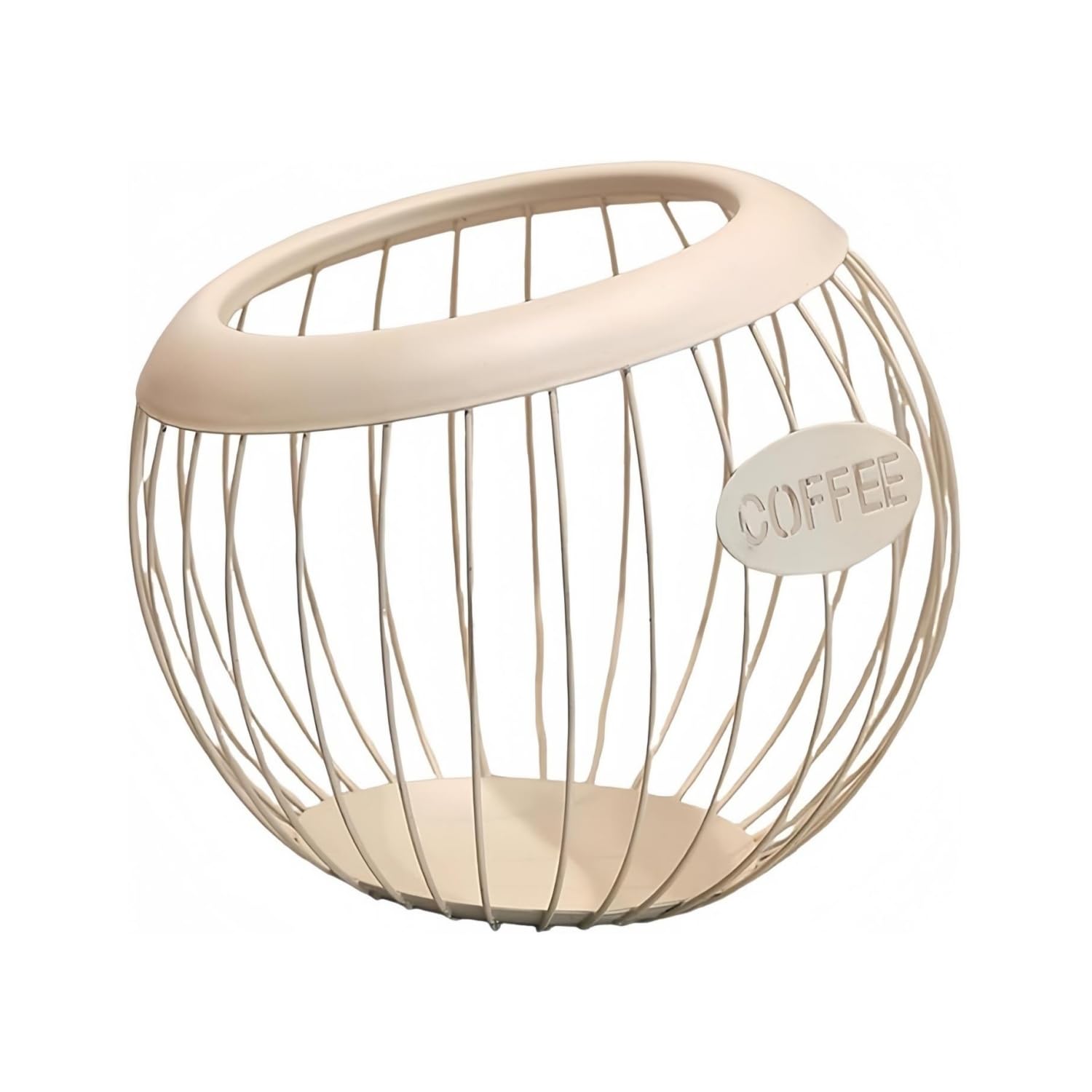 Metal Wire Coffee Pod Holder, Coffee Capsule Basket K Cups Holder Storage Basket Espresso Capsule Organizer Coffee Filter Dispenser for Kitchen Counter and Office Desktop - Beige, Without Base