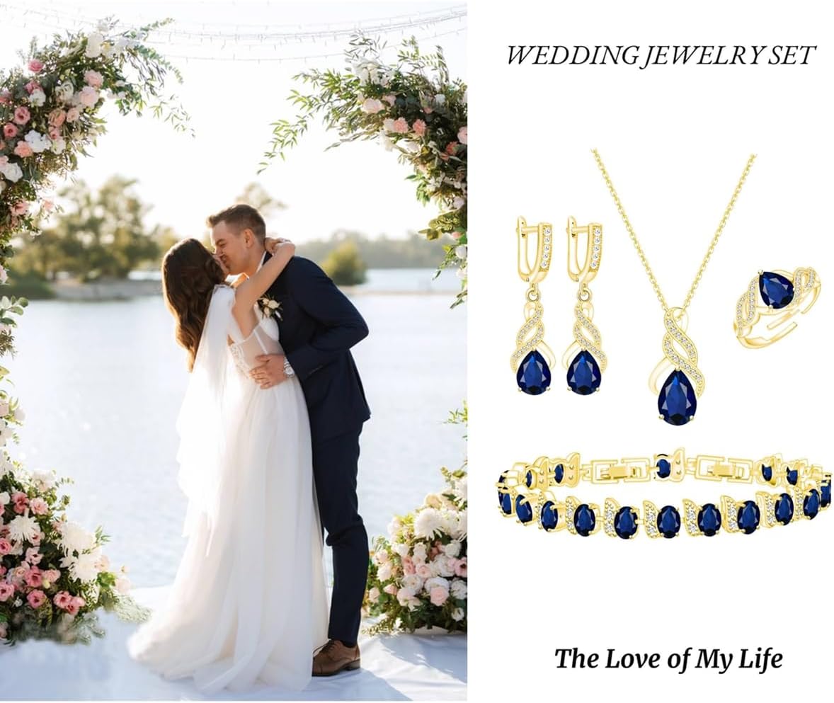 Wedding Jewelry Set for Women Gem Necklace Earrings Bracelet Luxury Jewelry Set Birthday Valentine's Day Mother's Day Christmas Prom Jewelry Gift