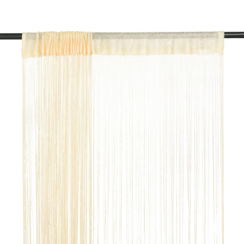 Rideaux à fils crème pour porte de terrasse et salon lumineux 140x250