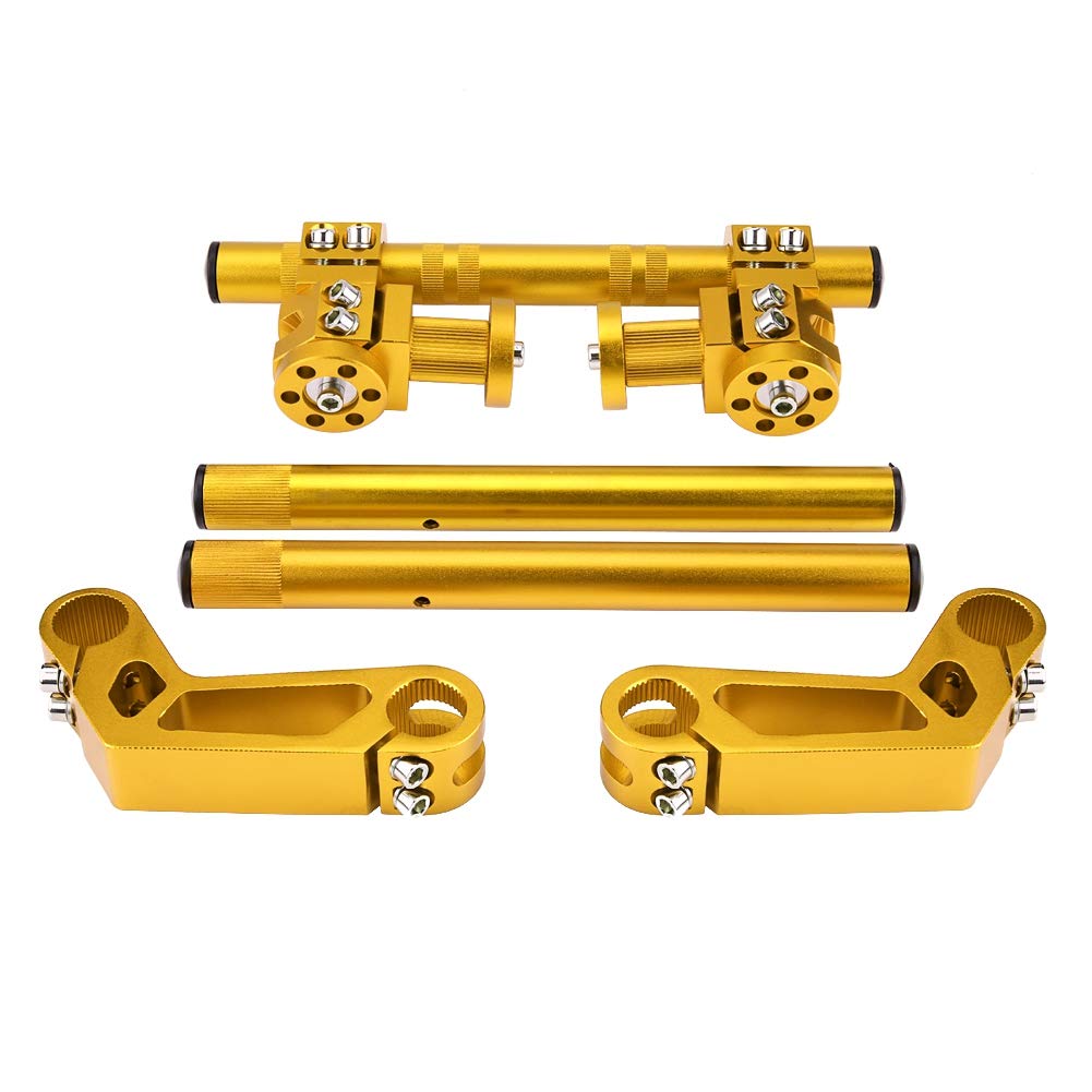 di manubrio regolabile CNC da 7/8" (22 mm) per moto, manubrio in alluminio ricavato dal pieno per pit bike e dirt bike da 125, rimovibile con regolazione dell'altezza e (Oro)