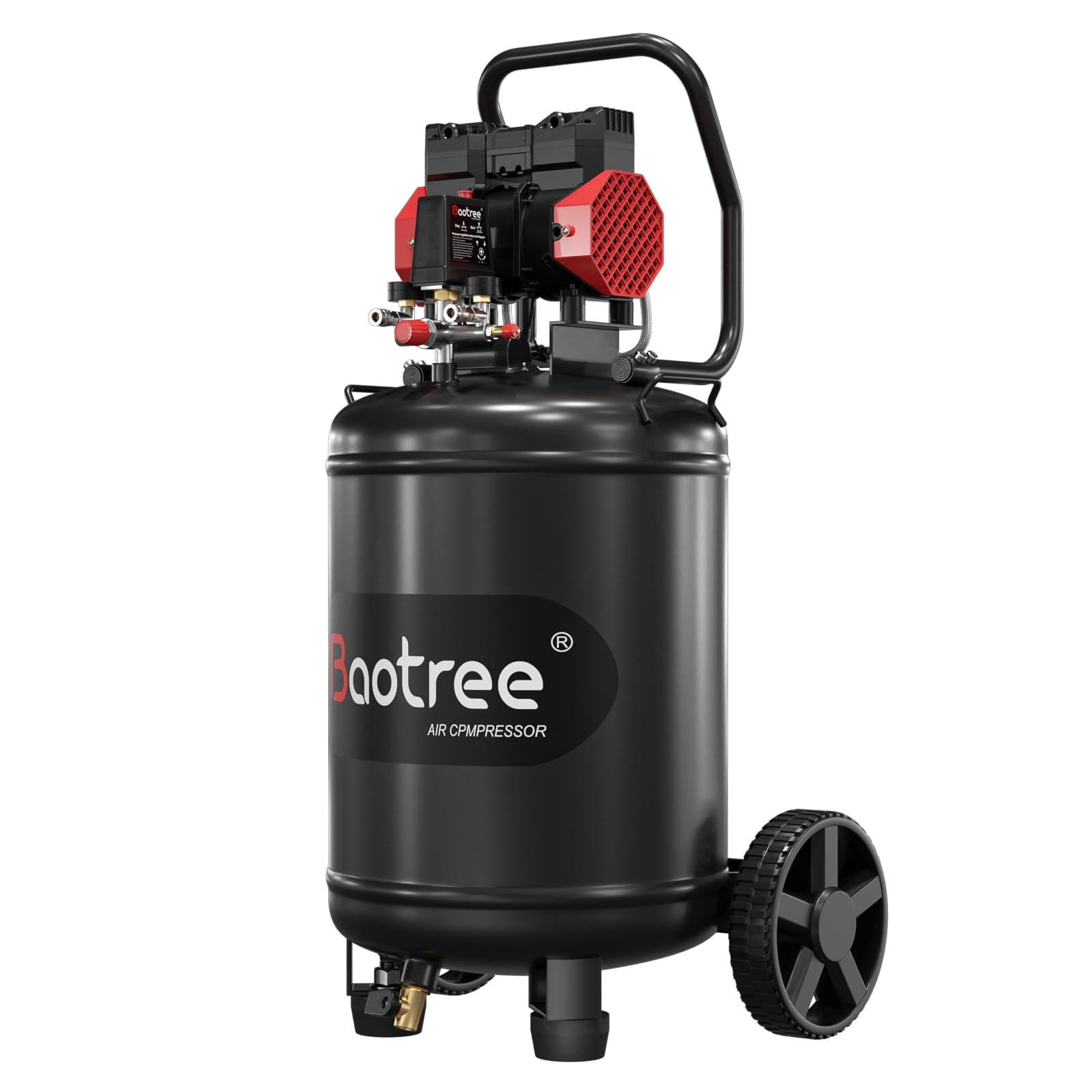 14Gal Portable Ultra Quiet Air Compressor, Max 115PSI 2HP 8.75CFM 70dB Oil-Free Low Noise Air Compressor for Auto Repair, Bike Tires, Garage Spray Painting 110V/60Hz