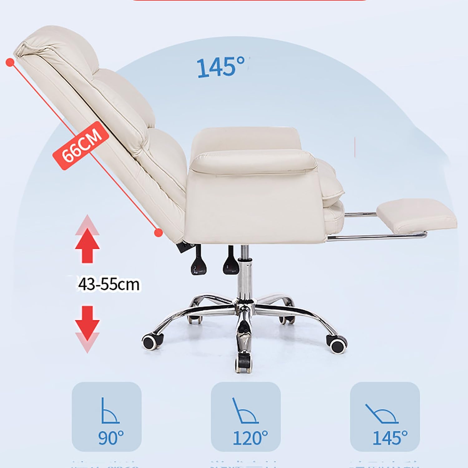 MOTHY Office Chair, High-Back PU Leather Swivel Desk Chair, Extra Padded Armrest Large Seat, Adjustable Height Computer Chair with Foot Pedal (Color : Pink)