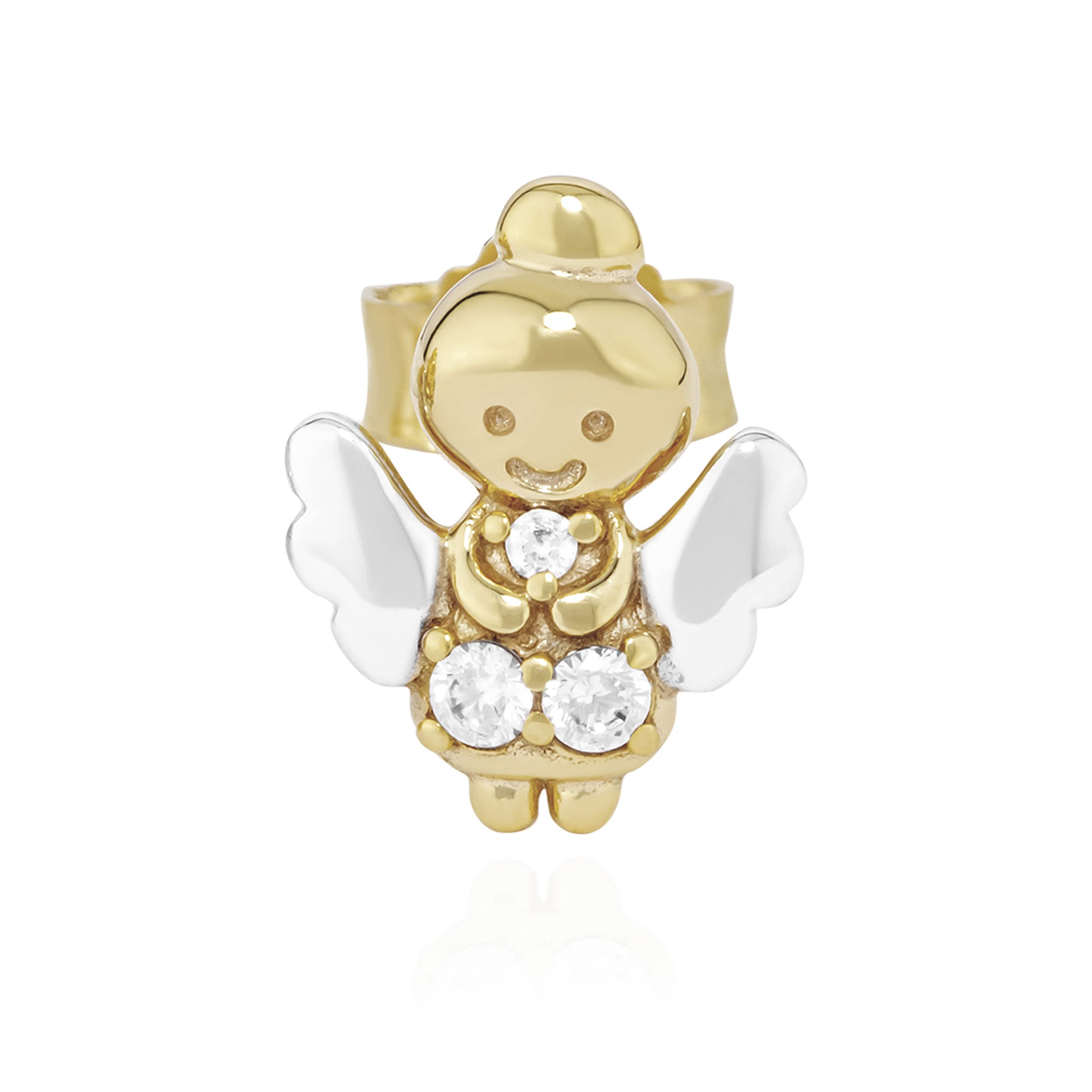 NKlaus Orecchino Angelo Custode | Argento 925 Placcato Oro Rosa | Zircone Bianco 8,5x7 Mm | Singolo