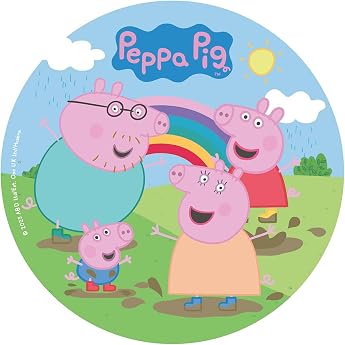 Dekora Peppa Pig Edible Wafer Paper Birthday Cake Decoration for Children Round Edible Wafer Cake Topper 20cm