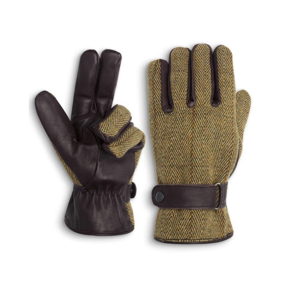 Walker and Hawkes Unisex Derby Tweed Brookmore Gloves - Stylish Wool Blend, Comfortable Fit, Warm Lining, Light Sage - Medium