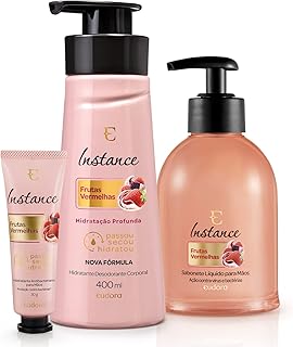 Eudora Kit Instance Frutas Vermelhas: Creme Hidratante Para As Mãos 30g + Sabonete Líquido Para As Mãos 250ml + Hidratante Desodorante Corporal 400ml