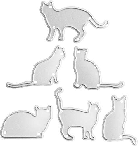 OOTSR - Juego de 6 troqueles de corte de metal para gatos, diseño de gato, de acero al carbono, para álbumes de fotos, decoración de tarjetas de