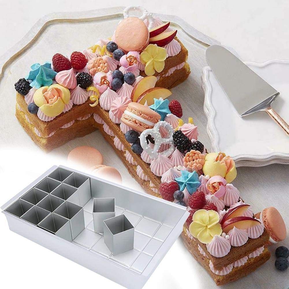 MEISHANG Antihaft Backformen Set,Verstellbar DIY Backen,Aluminium Backformen Rechteckig,Zahlen Backform Kuchenform,Zahlen und Buchstaben Backform,Kuchenform Verstellbar Antihaft