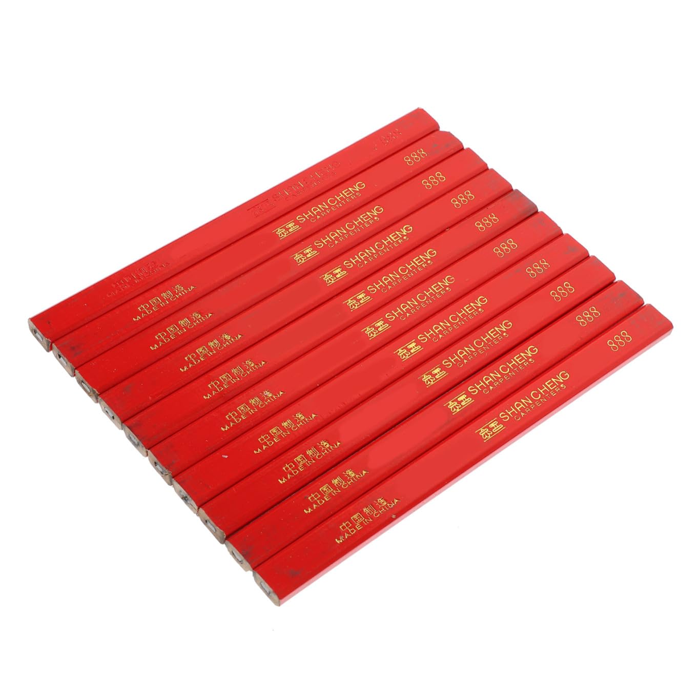 Housoutil Crayon de Charpentier Octogonal 72 Pièces en Bois Rouge | Surfaces Dures et Irrégulières, Mine Non Circulaire Résistante, Prise en Main Confortable