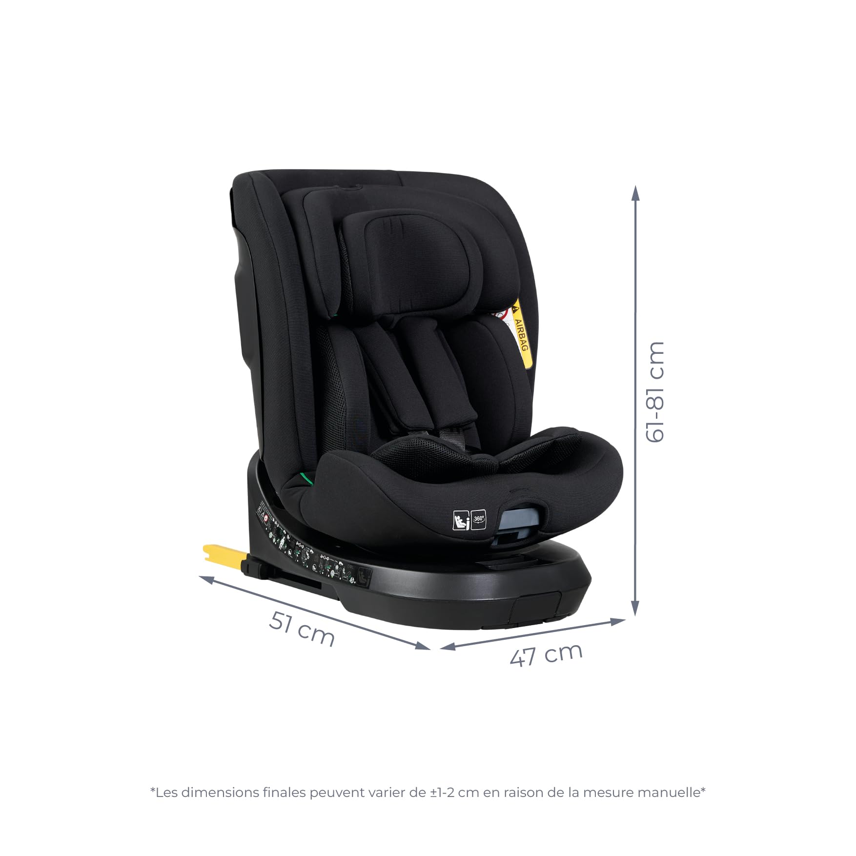 MS BabyWorld – DENVER & CAPRI – Siège-auto i-Size Groupe 0/1/2/3 | 40-150 cm | De la naissance à 12 ans (0-36 kg) | Dos à la route 18 kg | Pivotant 360º Universel (Capri)
