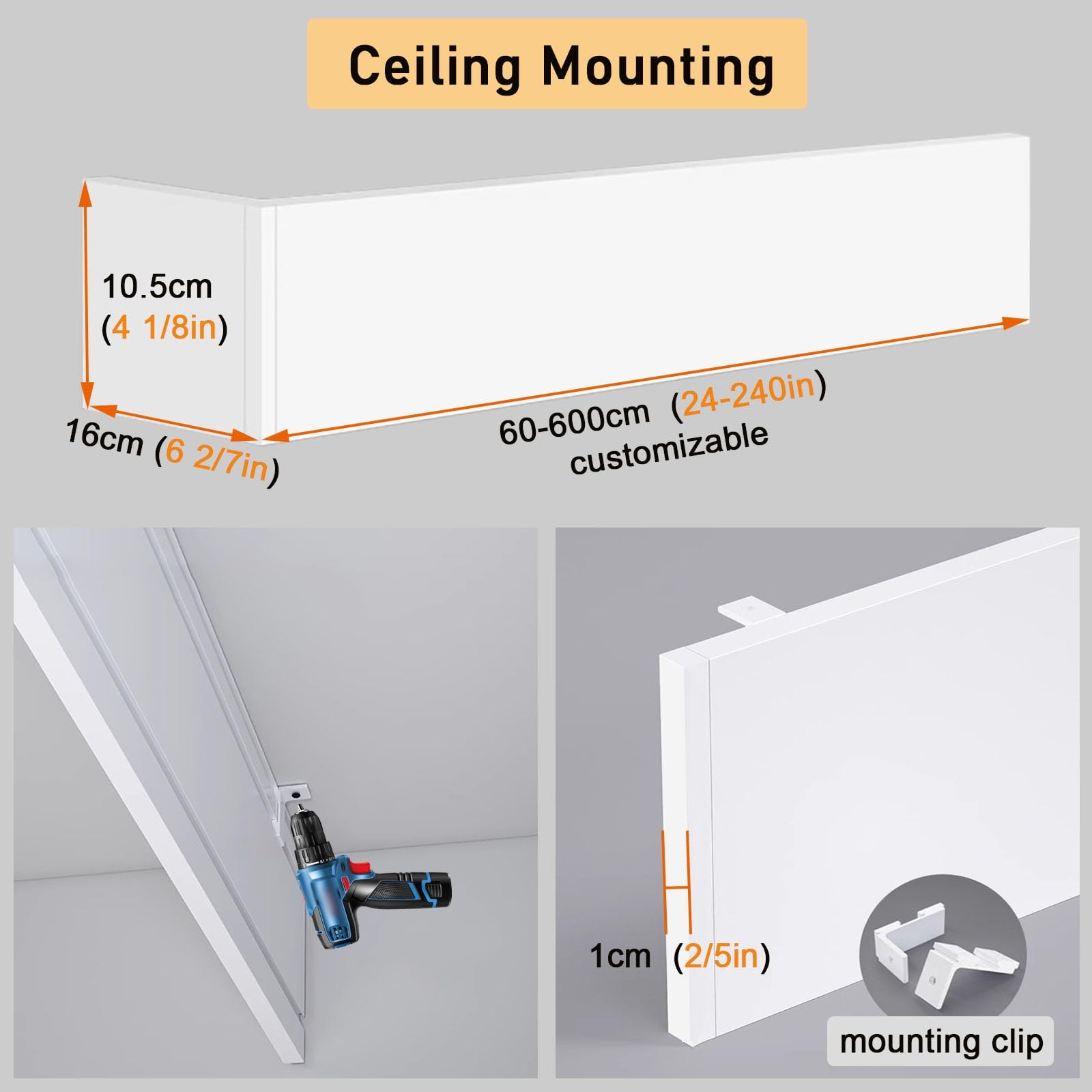 Mantovana oscurante per finestra montata a soffitto, 11,4 cm di altezza e copertura per asta quadrata, per camera da letto e bagno, 10 cm di altezza x 10 m, elegante decorazione per la casa