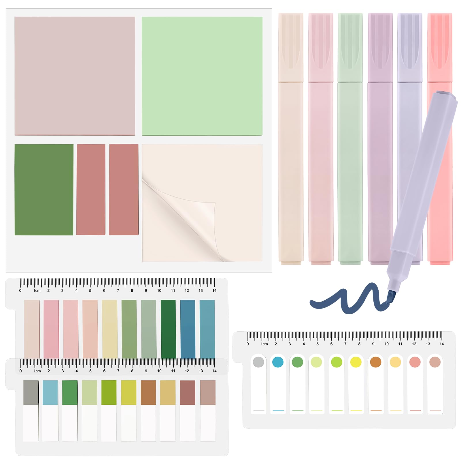 Gelanty 900 notas adhesivas con 6 rotuladores Frixion, notas adhesivas transparentes, notas adhesivas, Post It Pastel con rotulador Set para cuadernos, almohadillas de escritura y diaries, suministros