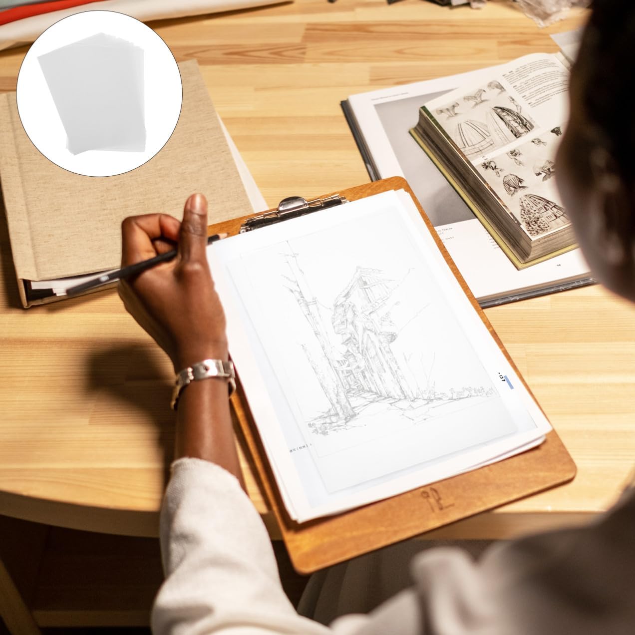 HOMOBABE 50pcs Copy Transfer Papers Transparent Tracing Paper for Printing Drawing Sketching Art Craft and Calligraphy Practice