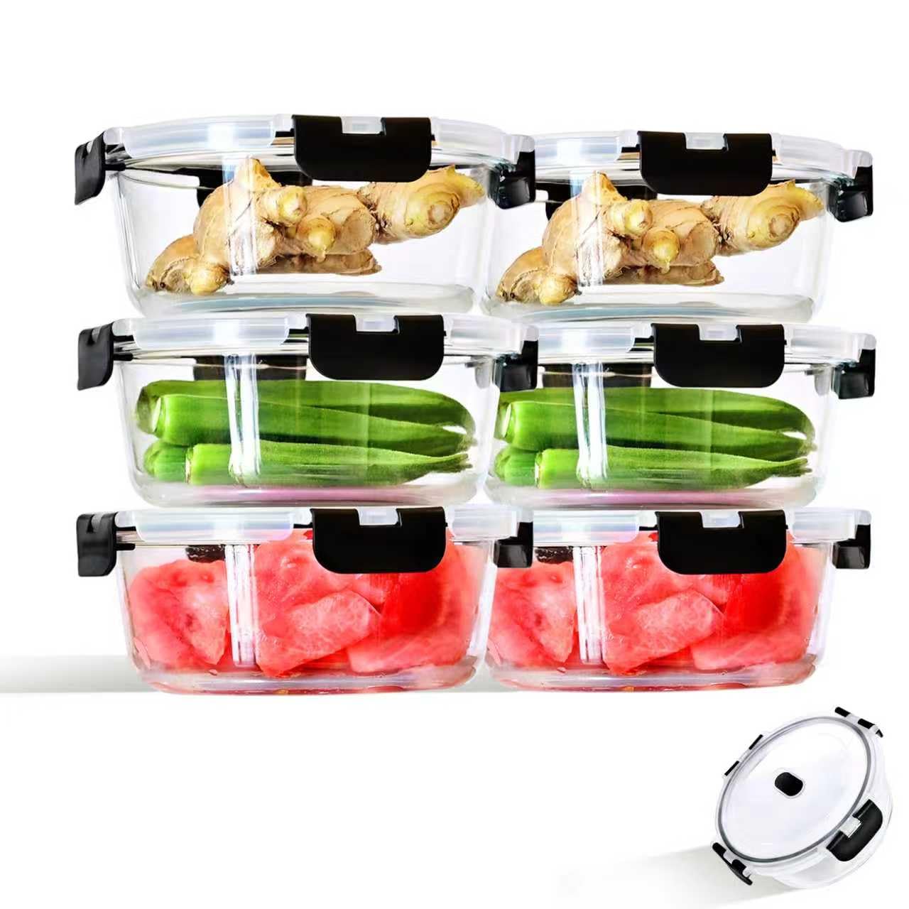 ERUIV Glasbehälter Mit Deckel, [2 Behälter + 2 Deckel] Glasschüssel Mit Deckel-1040ml, Mikrowellengeschirr Glas, Tragbar Meal Prep Container, Retain Freshness Glass Container With Lid, BPA free