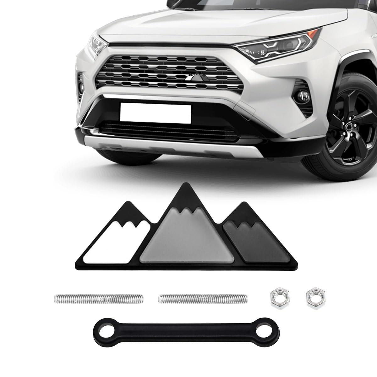Tri-Color Grille Decor Badge, Personalized Creative Grille Insert Trims, Front Grille Decoration Compatible with 4 Runner Highlander RAV4, Exterior Car Accessories (Style C)