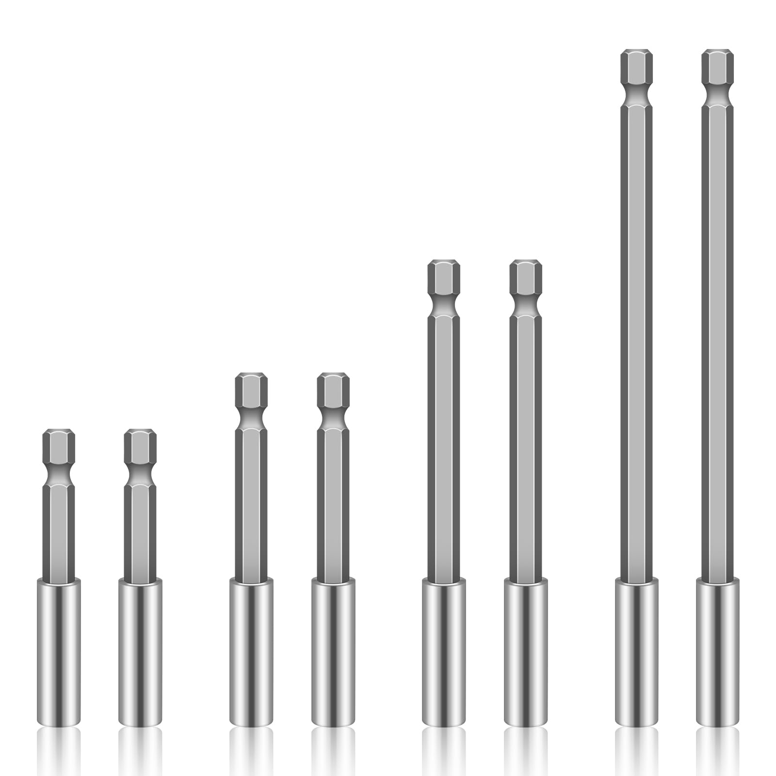 8 PCS Drill Bit Extension, 1/4" Hex Shank Magnetic Drill Extension Bit Holders, S2 Steel Impact Drill Bit Extender (2 Inch,3 Inch, 4 Inch, 6 Inch) for