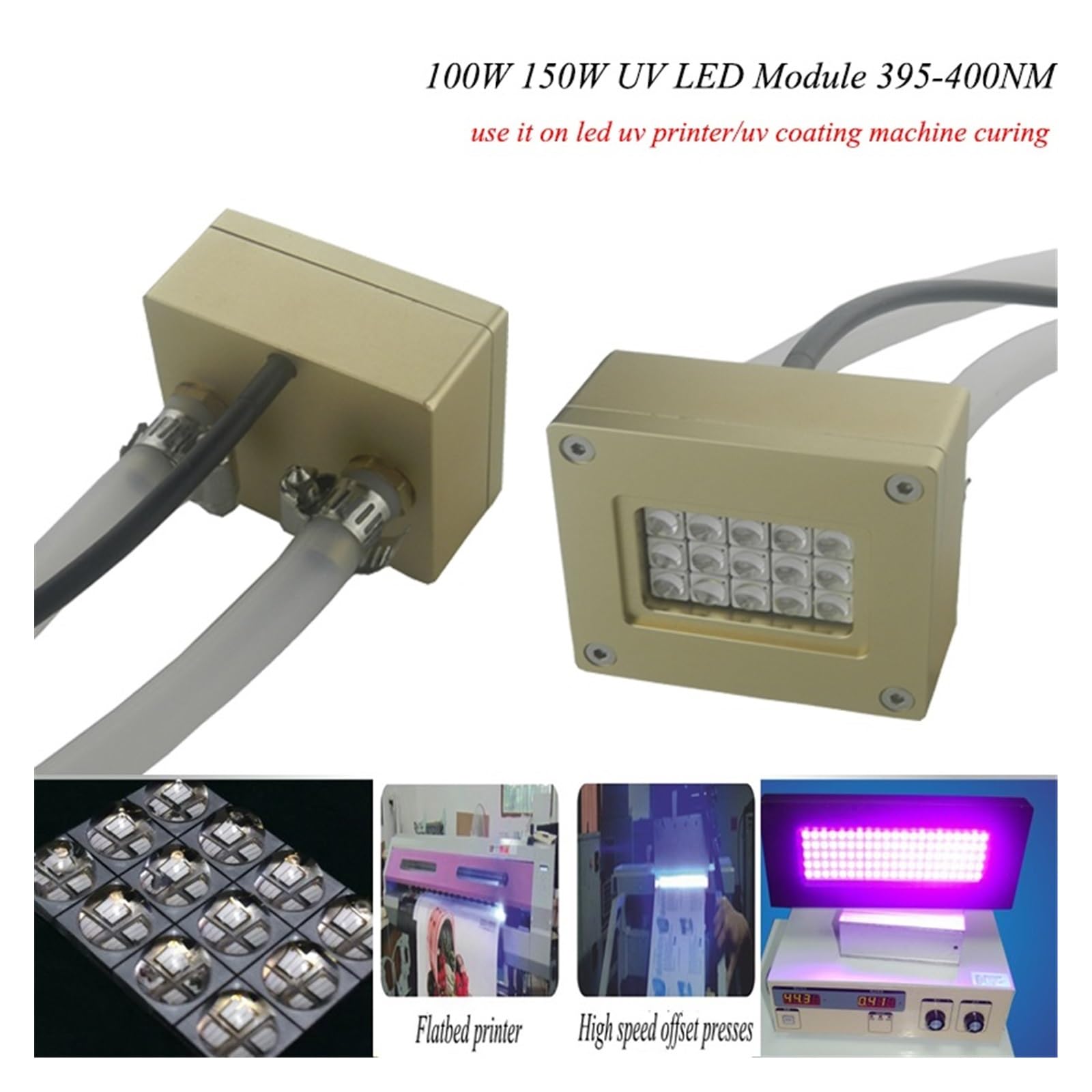 Lampada per polimerizzazione UV Modulo LED UV 100w 150w 395nm for luce UV, stampante flatbed, inchiostro UV che polimerizza con colla, macchina serigrafica, stampante 3D
