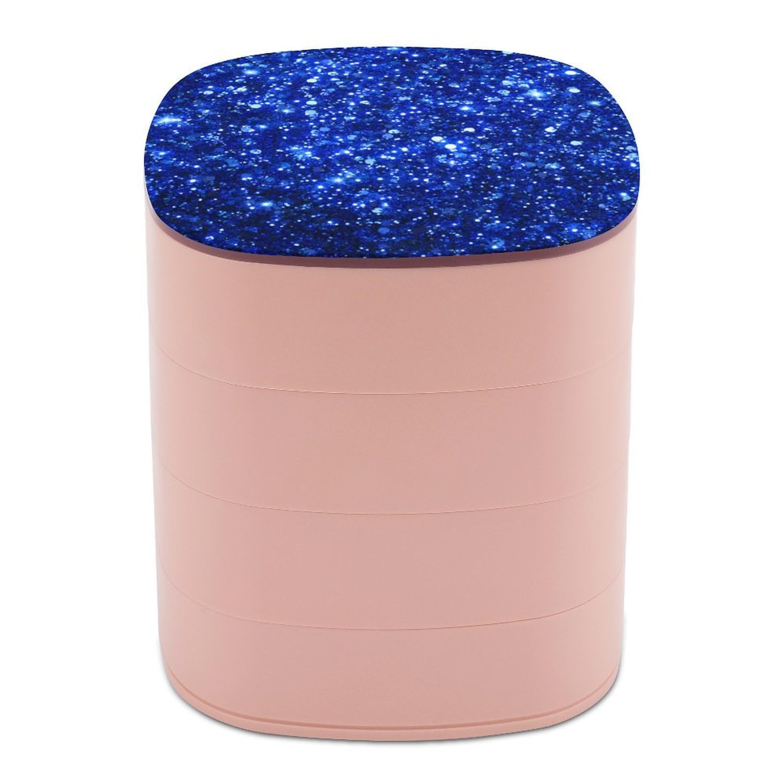 Boîte à bijoux rotative bleue à paillettes pour l'organisation de vos bagues et colliers
