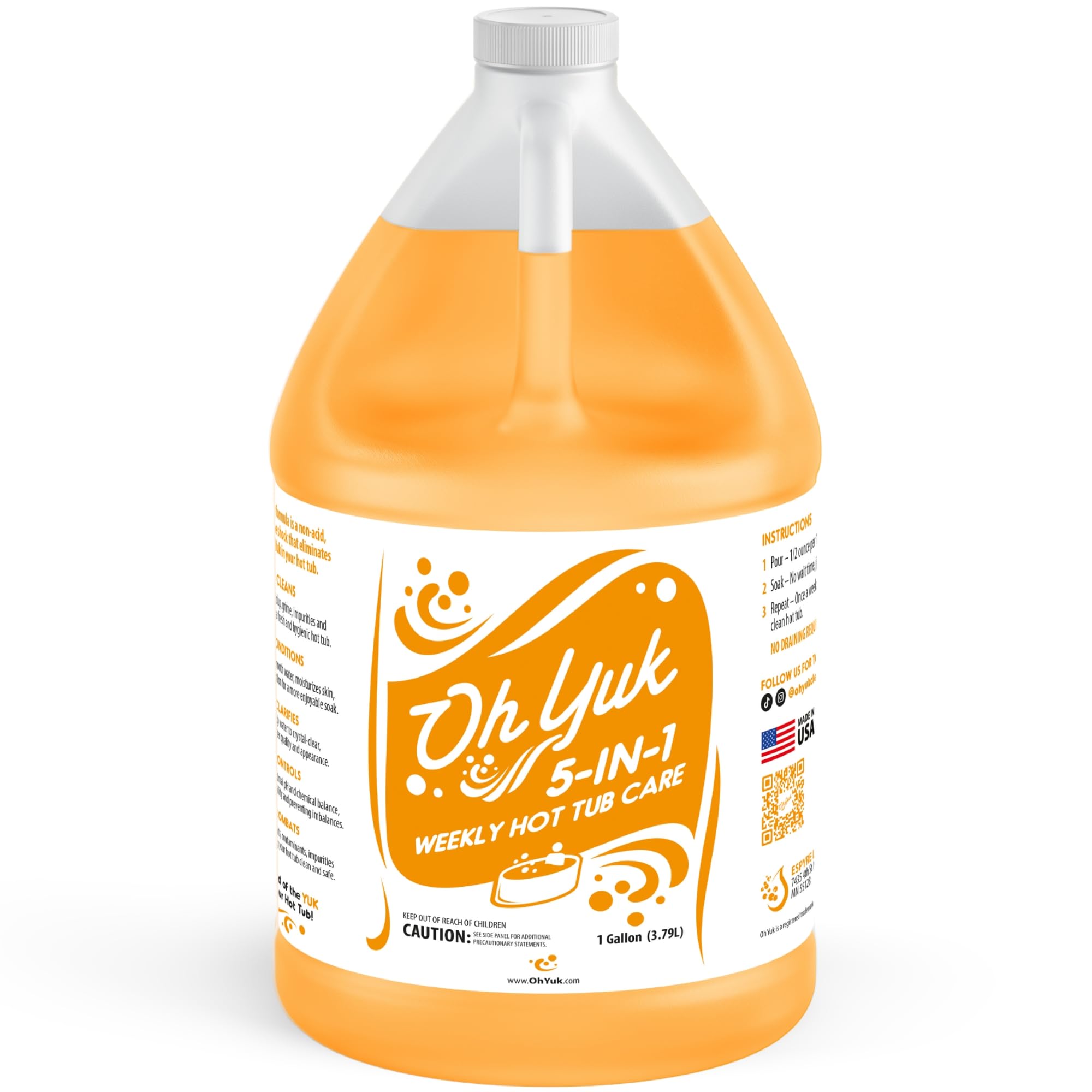 Oh Yuk 5-in-1 Weekly Hot Tub Chemicals, Clarifier &amp; Cleaner, 1 Gallon