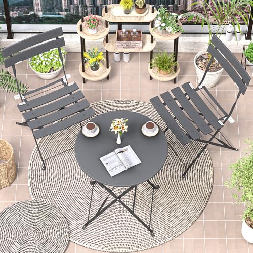 RELAX FIELD Gartenmöbel Set Wetterfest, Balkonmöbel Set 3 Teilig für Kleinen Balkon, Bistrotisch...