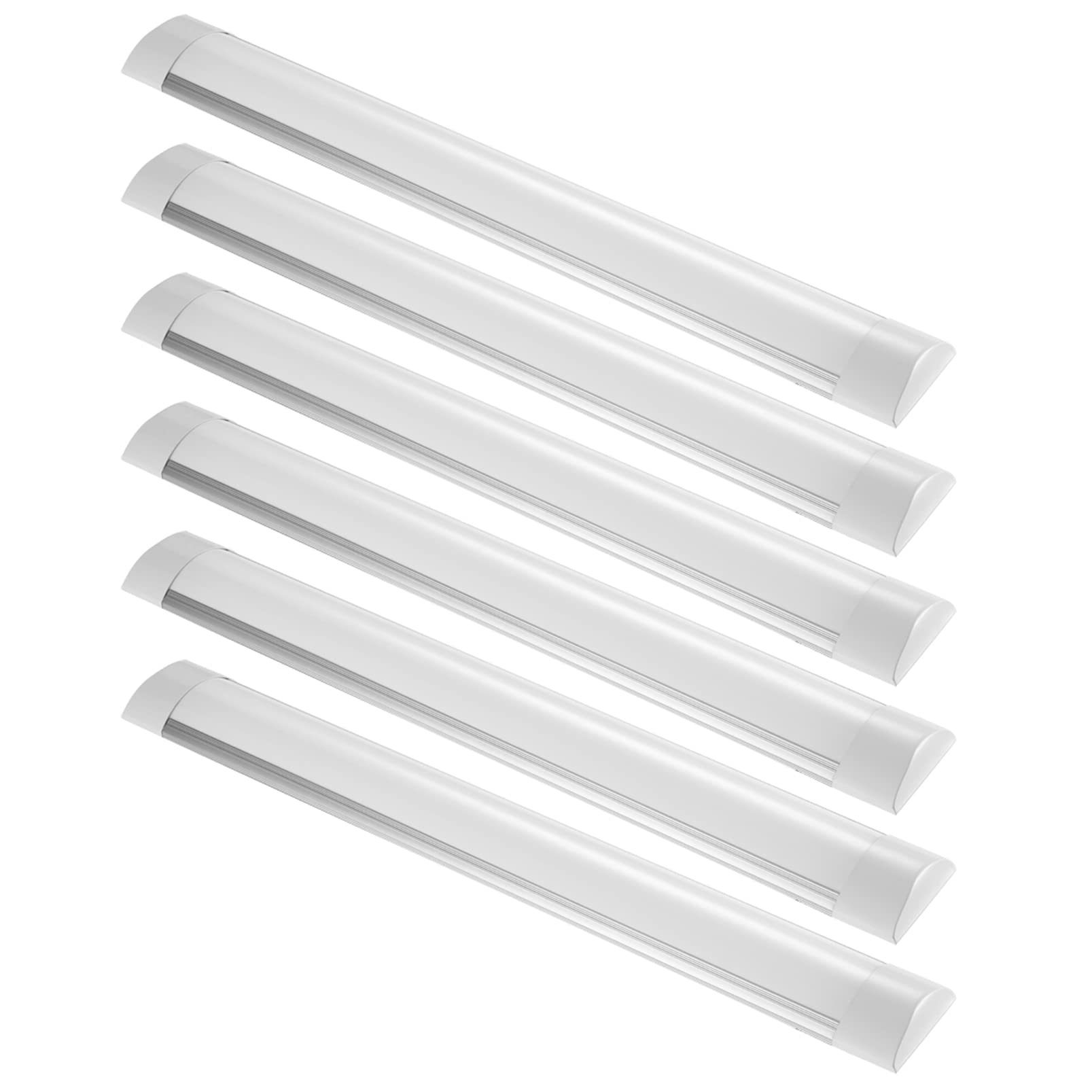 20W LED Integrierte Röhrenlampe Komplettsets 60cm/2ft, 2400LM IP65 Wasserdichte Reinigungslampe, 3200K Warmlicht Fluoreszierende Lichtleisten für Lagerbüro, 6er Pack
