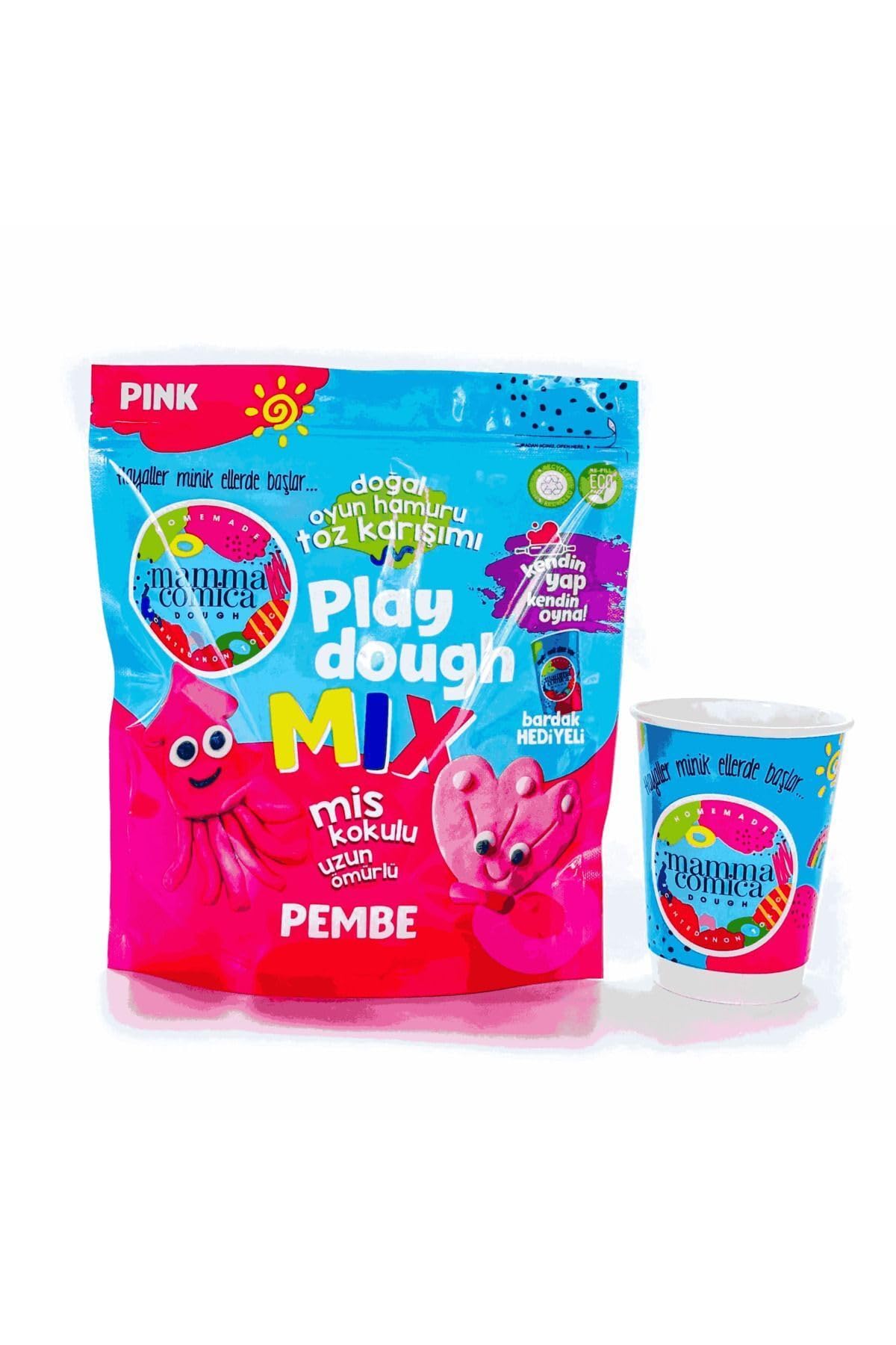 Kendin Yap Kendin Oyna Doğal Oyun Hamuru Toz Karışımı-pembe