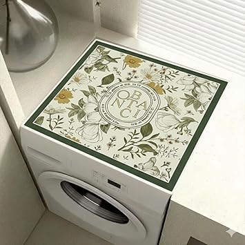 Absorbent Washing Machine Mat Washing Machine Top Cover Mat Dust-proof Pad for Refrigerator Non-Slip Top Cover for Front Load Washer Dryer, Laundry Area and Kitchen Dishes Drying Mat-60*60CM