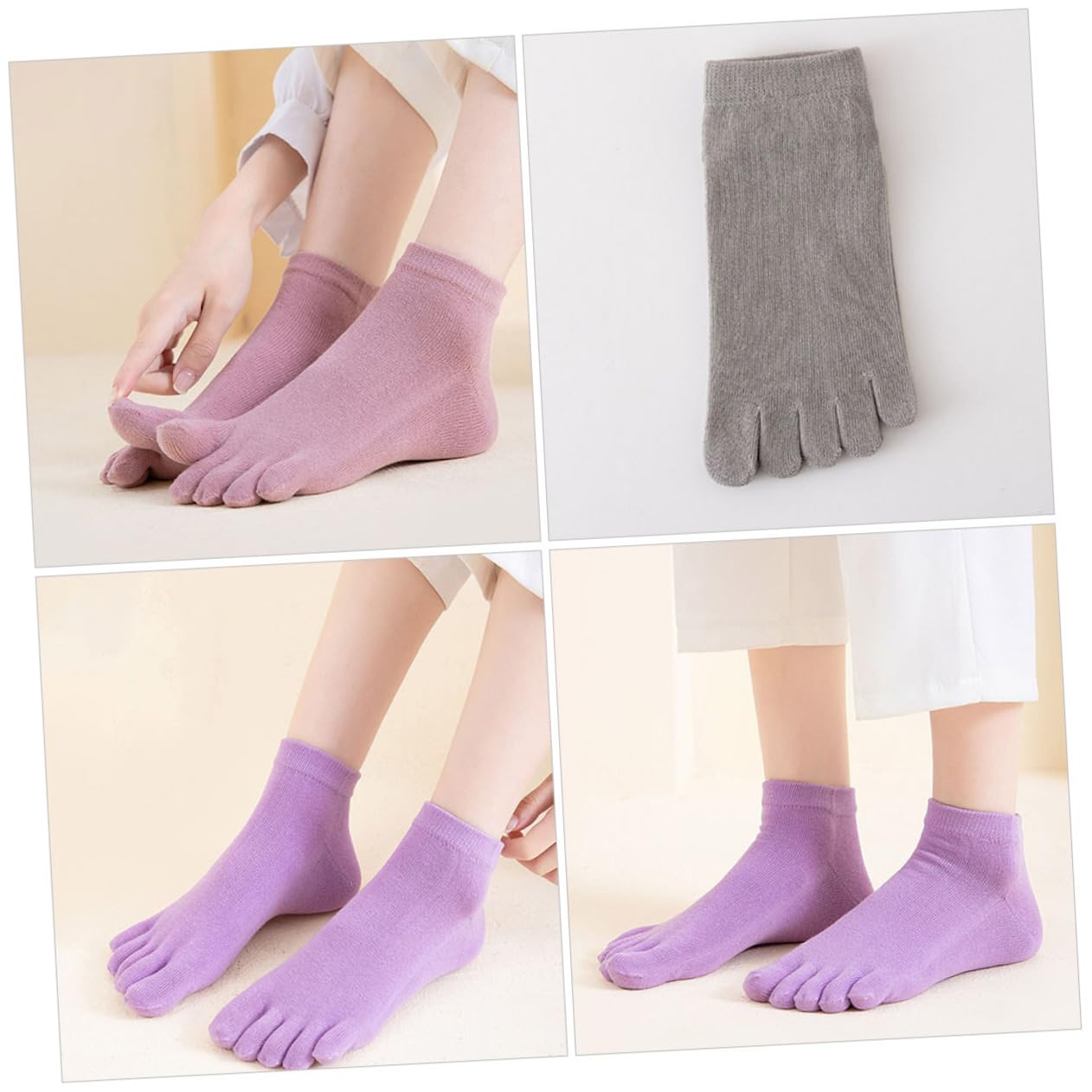 PACKOVE 3 Series Calcetines De Punta Calcetines De Mujer Cortar Mujer Invisibles De Cinco Dedos Bajo De Algodón Para Mujeres Cortos 4 Pares*3