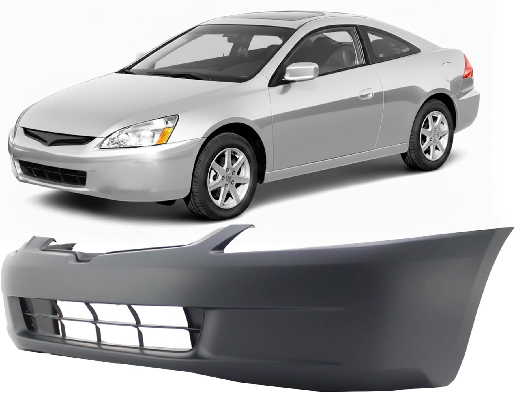 FitParts Compatible with Front Bumper Cover Fascia Honda Accord 2003 2004 2005 DX EX LX Hybrid Sedan 03-05. New Primed Without Sensor Holes. HO1000210 04711SDAA90ZZ