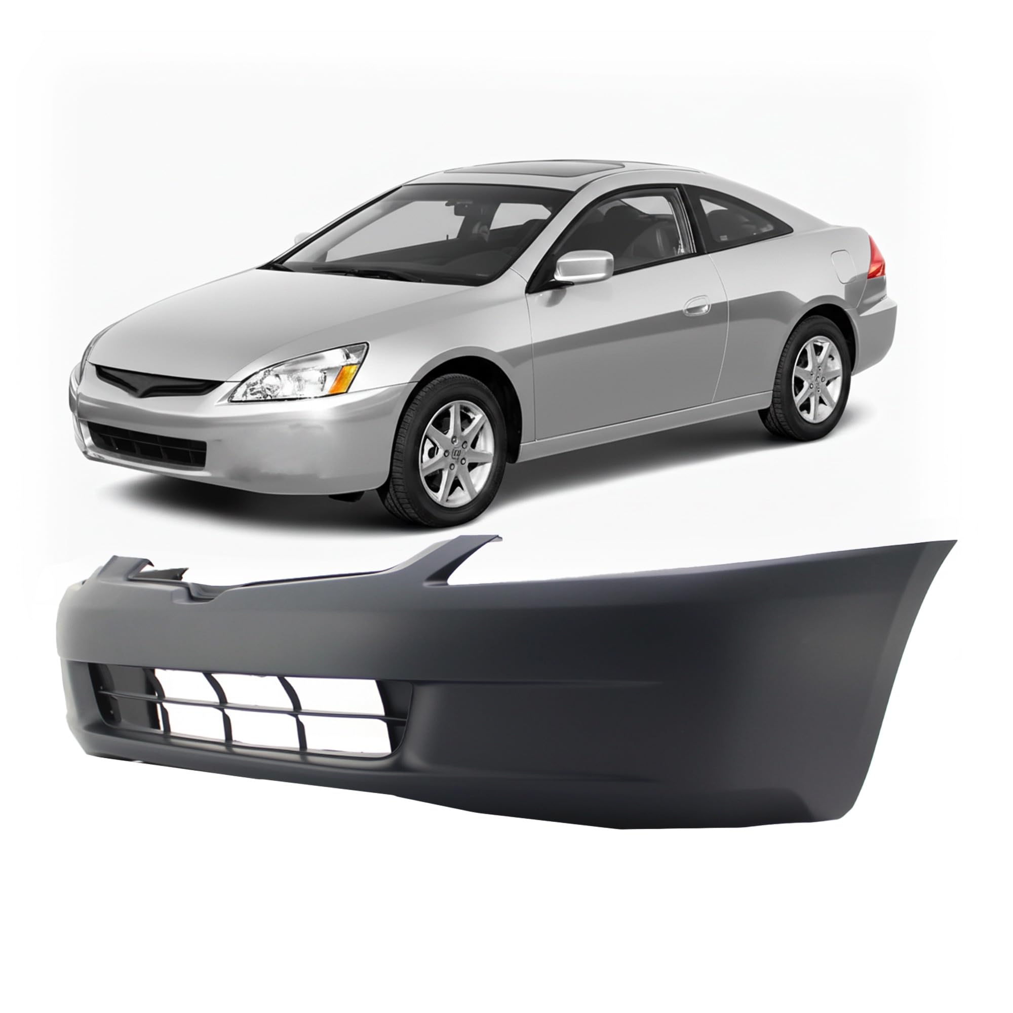 FitParts Compatible with Front Bumper Cover Fascia Honda Accord 2003 2004 2005 DX EX LX Hybrid Sedan 03-05. New Primed Without Sensor Holes. HO1000210 04711SDAA90ZZ