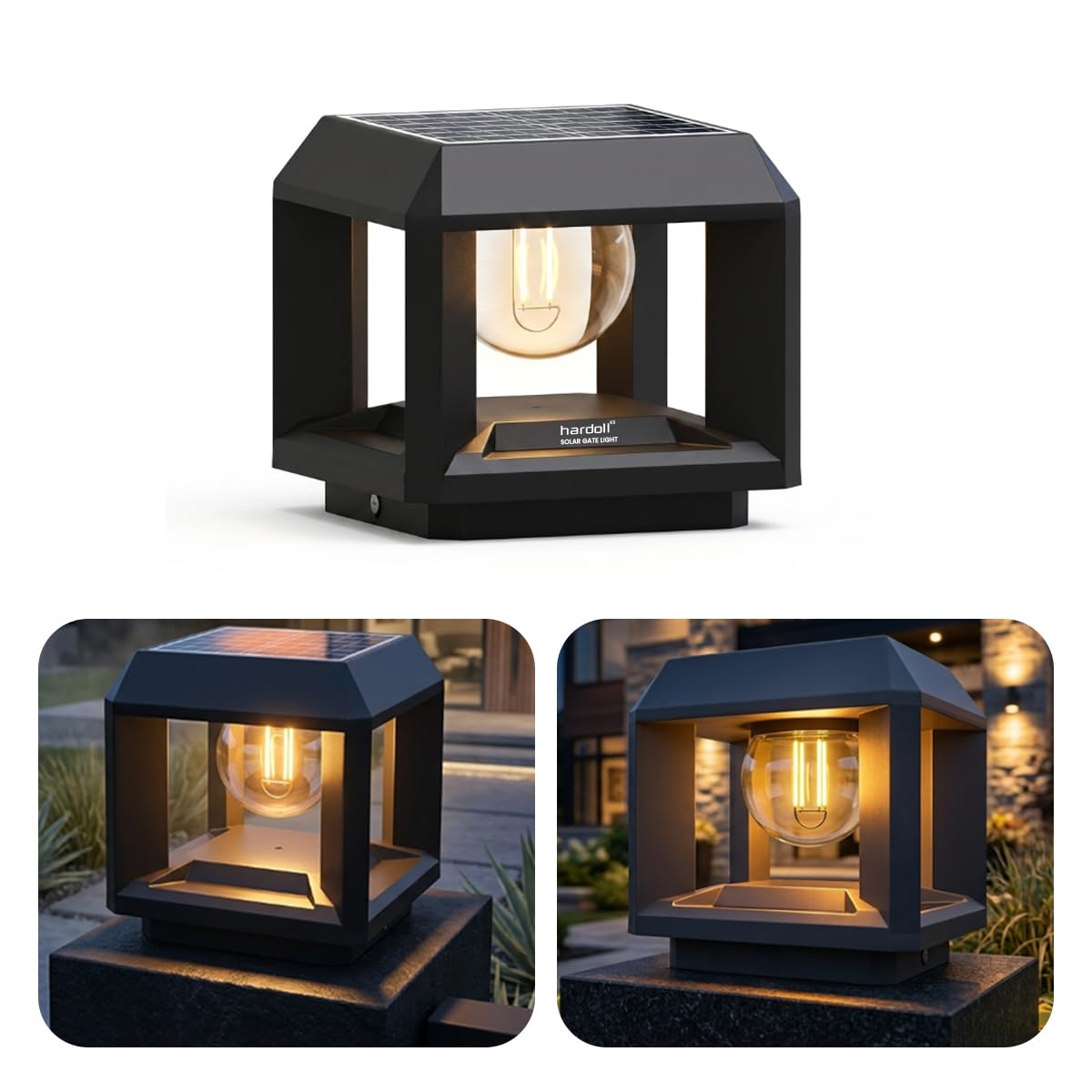 hardoll Solar Pillar Light Outdoor Waterproof | Led Lamp with 1800mAh LiFePO4 Battery, Auto On/Off, Solar Gate Pillar Light for Home, Garden & Compound Wall (Medium Size)-image-49